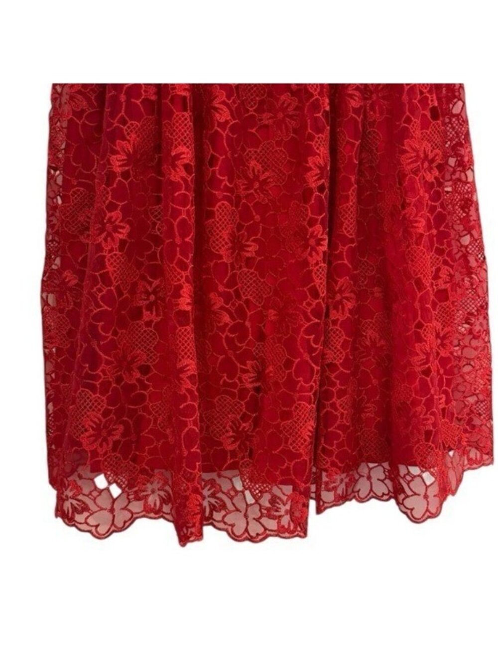 ANTHROPOLOGIE Ruffle Strap Corset Lace Mini Dress Lipstick Red Size XS NEW - Picture 8 of 10